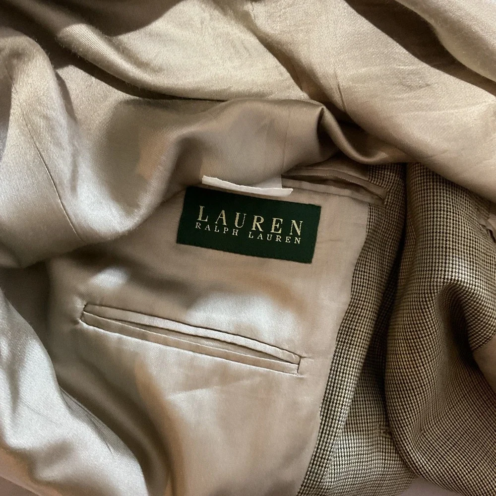 Lauren Ralph Lauren Men's 46R Tan Sport Coat Blazer Wool Silk USA Made